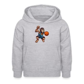 Basketball Schimpanse - Kinder Hoodie - Hellgrau meliert - Vorne - AI Model Kid Female (0cm)