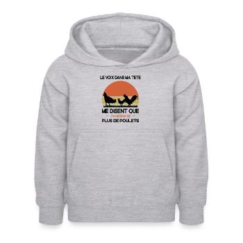Papys Poules Humour Mamans Poules - Sweat à capuche Enfant - gris clair chiné - Devant - AI Model Kid Female (0cm)