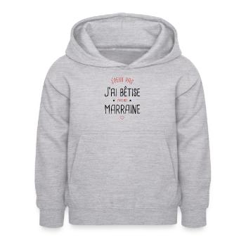 J'peux pas j'ai bêtise avec marraine. idée cadeau - Sweat à capuche Enfant - gris clair chiné - Devant - AI Model Kid Female (0cm)