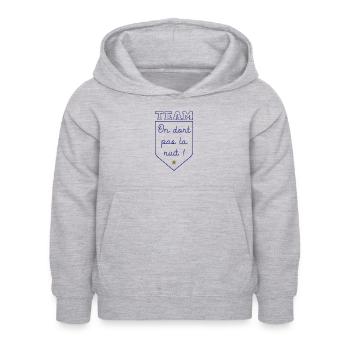 Team on dort pas la nuit - Pour un bébé - Sweat à capuche Enfant - gris clair chiné - Devant - AI Model Kid Female (0cm)
