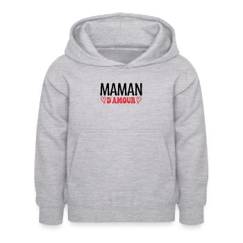 Maman d'amour, fêtes des mères. cadeau maman, mère - Sweat à capuche Enfant - gris clair chiné - Devant - AI Model Kid Female (0cm)