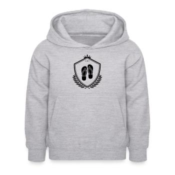 Icône Tongs - Sweat à capuche Enfant - gris clair chiné - Devant - AI Model Kid Female (0cm)