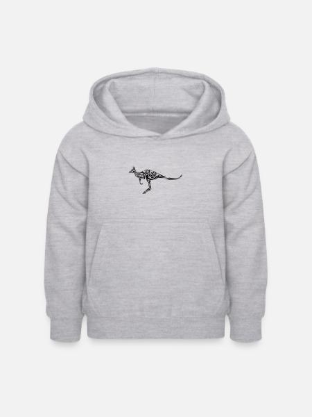 Kangaroo Tribal Tattoo - Kinder Hoodie - Hellgrau meliert