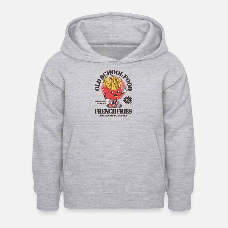 Frites à l'ancienne ! - Sweat à capuche Enfant - gris clair chiné