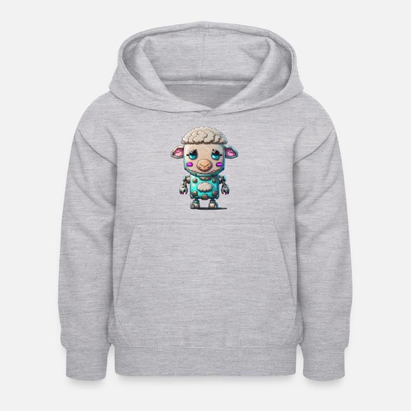 Robot Mouton - Sweat à capuche Enfant - gris clair chiné