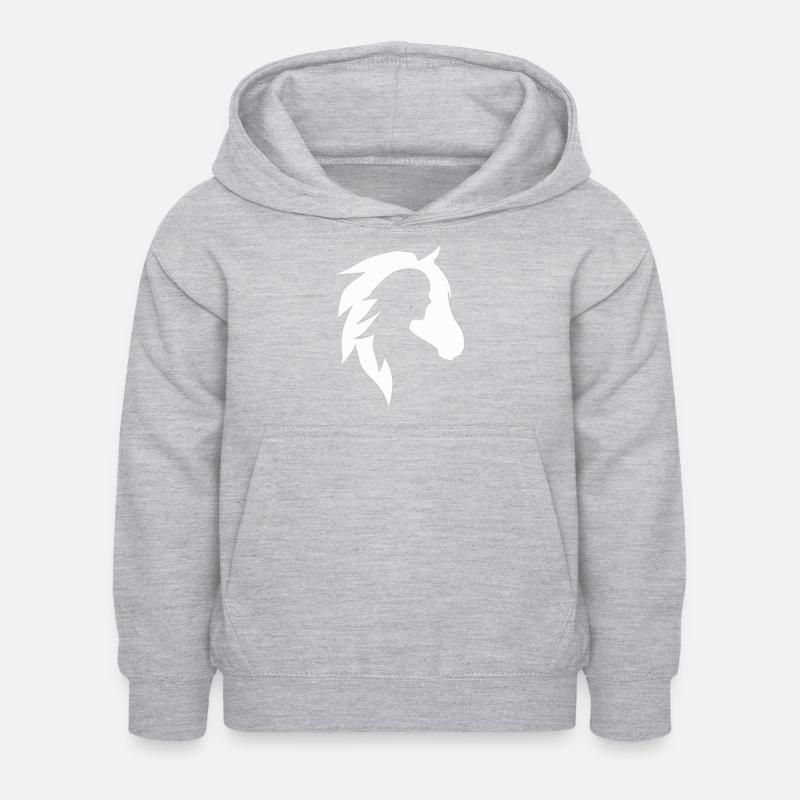 Weißer Pferdekopf mit Mädchen - Kinder Hoodie - Hellgrau meliert