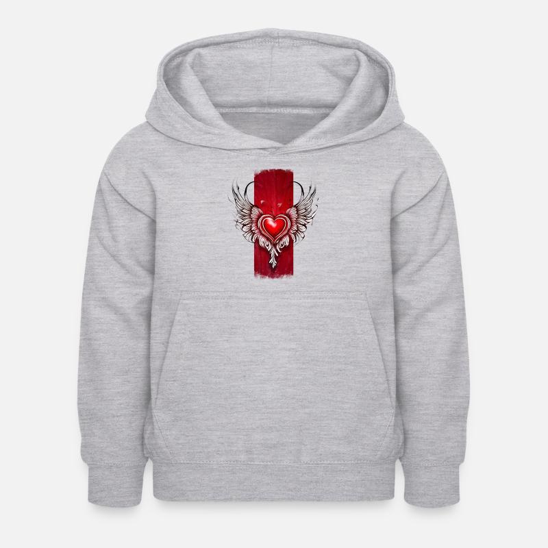 Seraphic Affection: Winged Heart - Kids Hoodie - light heather grey