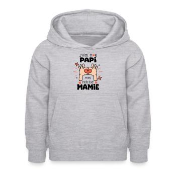 j'aime mon papi préfére mamie naissance bébé - Sweat à capuche Enfant - gris clair chiné - Devant - AI Model Kid Female (0cm)