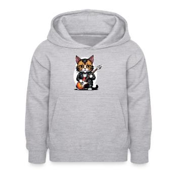 Cat Rocker Cat HardRock Gift - Sweat à capuche Enfant - gris clair chiné - Devant - AI Model Kid Female (0cm)