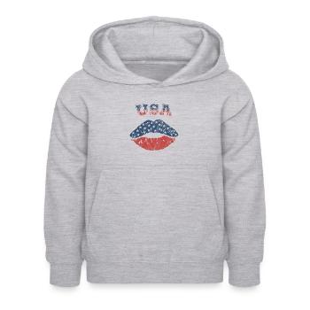 USA Lippen - Kinder Hoodie - Hellgrau meliert - Vorne - AI Model Kid Female (0cm)