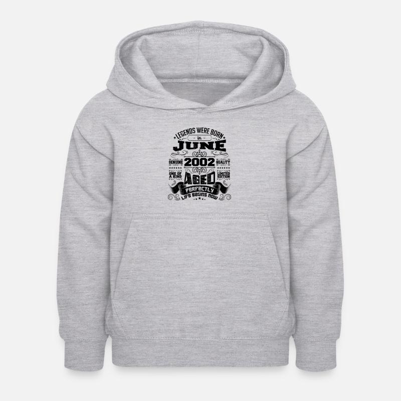 2002 Juni Jubiläum 2002 Juni | geboren im Juni 2002 - Kinder Hoodie - Hellgrau meliert