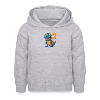 T Rex 3 Jahre - Kinder Hoodie - Hellgrau meliert - Vorne - AI Model Kid Female (0cm)