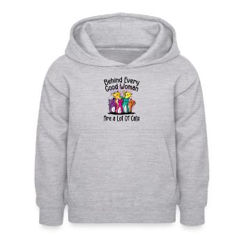 Behind Every Good Woman Are A Lot Of Cats - Sweat à capuche Enfant - gris clair chiné - Devant - AI Model Kid Female (0cm)