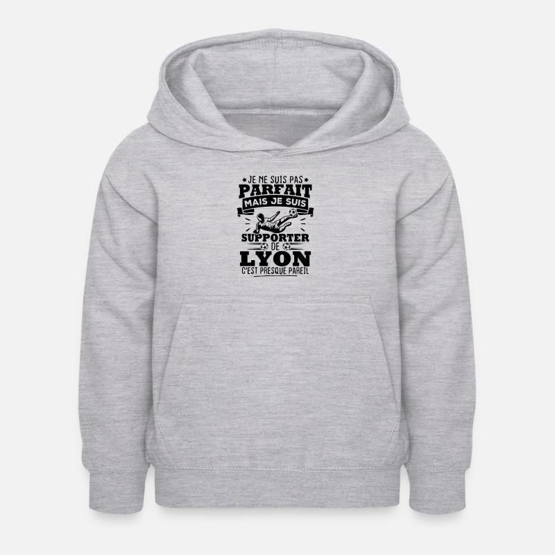 Pas parfait mais je suis supporter de Lyon - Sweat à capuche Enfant - gris clair chiné