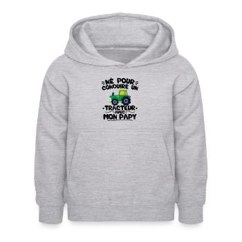Né pour conduire un tracteur avec mon papy - Sweat à capuche Enfant - gris clair chiné - Devant - AI Model Kid Female (0cm)