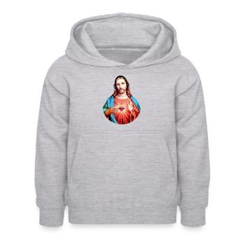 Jésus-Christ | Jésus-Christ | N’écoutez pas de musique - Sweat à capuche Enfant - gris clair chiné - Devant - AI Model Kid Female (0cm)