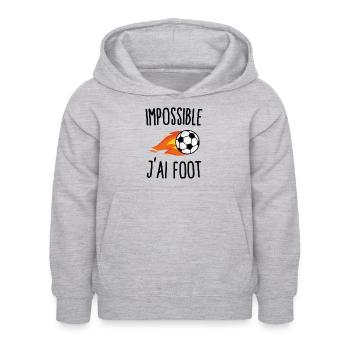 Impossible j'ai foot - Sweat à capuche Enfant - gris clair chiné - Devant - AI Model Kid Female (0cm)