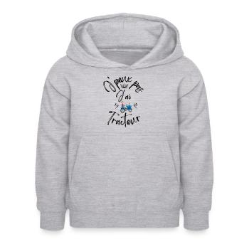 J'Peux Pas J'Ai Tracteur - Sweat à capuche Enfant - gris clair chiné - Devant - AI Model Kid Female (0cm)