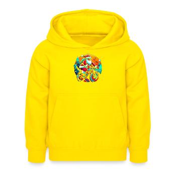 Santa Neon Fahrradtour - Kinder Hoodie - Gelb - Vorne - AI Model Kid Female (0cm)