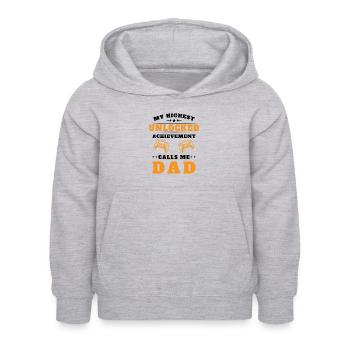 Mon plus haut succès débloqué m'appelle papa - Sweat à capuche Enfant - gris clair chiné - Devant - AI Model Kid Female (0cm)