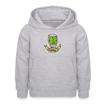 LE TEMPS C’EST DE L’ARGENT ACTIONS D’OR OR AMOUR CHER MOTIF - Sweat à capuche Enfant - gris clair chiné - Devant - AI Model Kid Female (0cm)