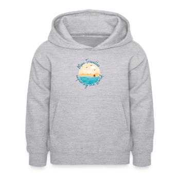The little traveler explores the world - Kids Hoodie - light heather grey - Front - AI Model Kid Female (0cm)