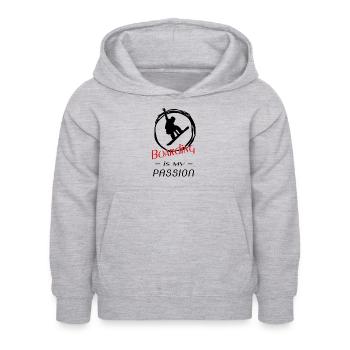 Boarding is my passion - Kinder Hoodie - Hellgrau meliert - Vorne - AI Model Kid Female (0cm)