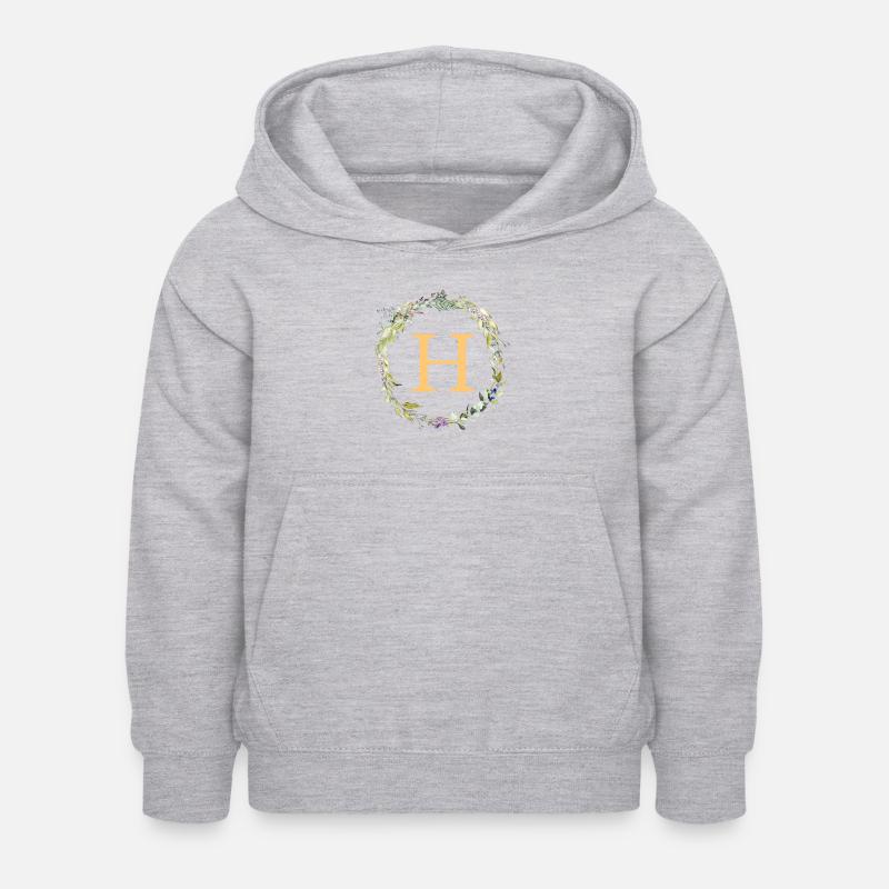 H Monogramme Couronne d’Eucalyptus - Sweat à capuche Enfant - gris clair chiné