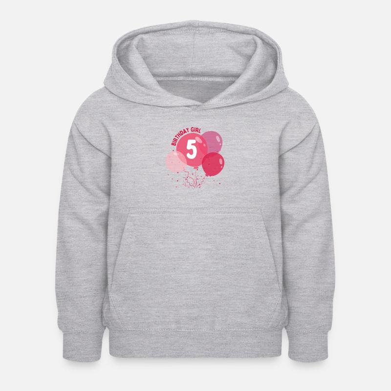Fille d’anniversaire 5ème anniversaire - Sweat à capuche Enfant - gris clair chiné