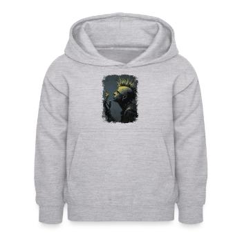 Punkrocker beobachtet Schmetterling - Kinder Hoodie - Hellgrau meliert - Vorne - AI Model Kid Female (0cm)