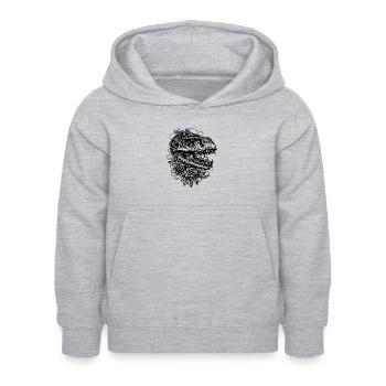 Grim dinosaure roses tatouage tête de dino - Sweat à capuche Enfant - gris clair chiné - Devant - AI Model Kid Female (0cm)