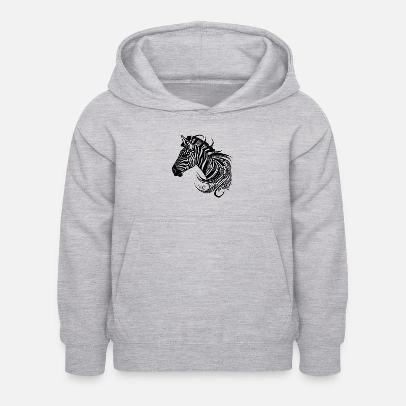 Wild Zebra Tattoo Style Lignes - Sweat à capuche Enfant - gris clair chiné