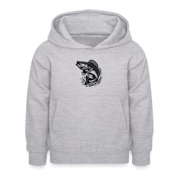 Large Jumping Zander Fish - Kids Hoodie - light heather grey - Front - AI Model Kid Female (0cm)