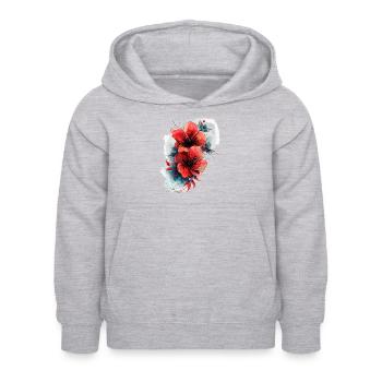 Aquarelle de fleur d'hibiscus - Sweat à capuche Enfant - gris clair chiné - Devant - AI Model Kid Female (0cm)
