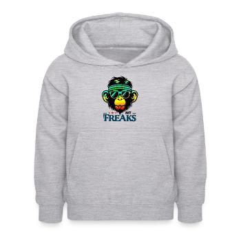 Just Freaks Monkey Affe Sports - Just Freaks ® - Kinder Hoodie - Hellgrau meliert - Vorne - AI Model Kid Female (0cm)