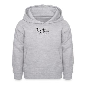 État d’ positif - Restez positif - Sweat à capuche Enfant - gris clair chiné - Devant - AI Model Kid Female (0cm)