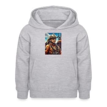 Steampunk Firefighter Man 1.9 - Kinder Hoodie - Hellgrau meliert - Vorne - AI Model Kid Female (0cm)