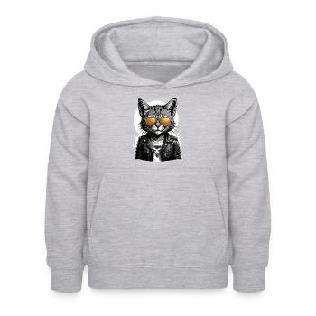 Cat Rocker Cat HardRock Gift - Sweat à capuche Enfant - gris clair chiné - Devant - AI Model Kid Female (0cm)