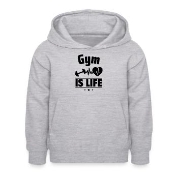Krafttraining ist das Leben - Kinder Hoodie - Hellgrau meliert - Vorne - AI Model Kid Female (0cm)