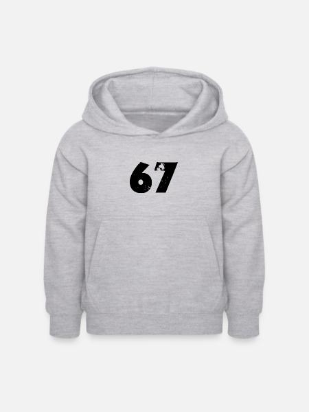 67 Zahl - Kinder Hoodie - Hellgrau meliert