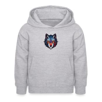 Wolf Kopf - Kinder Hoodie - Hellgrau meliert - Vorne - AI Model Kid Female (0cm)