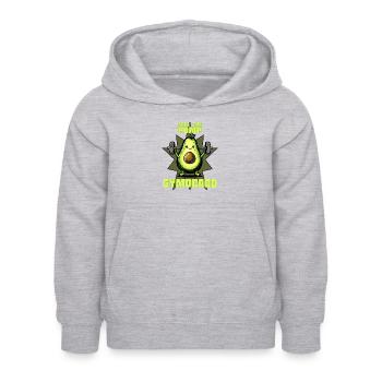 Gymocado - l’avocat actif - Sweat à capuche Enfant - gris clair chiné - Devant - AI Model Kid Female (0cm)