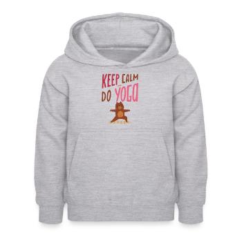 Ruhe bewahren und Yoga machen - Ours - Kinder Hoodie - Hellgrau meliert - Vorne - AI Model Kid Female (0cm)