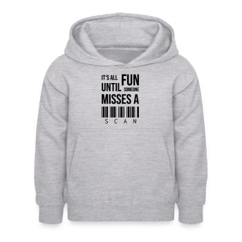 C’est amusant jusqu’à ce que quelqu’un rate un scan - Sweat à capuche Enfant - gris clair chiné - Devant - AI Model Kid Female (0cm)
