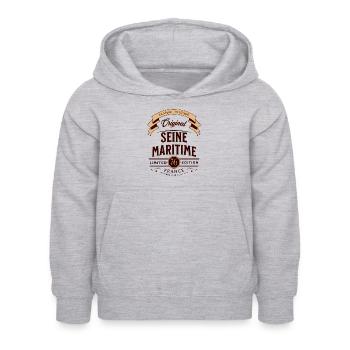 Département 76 Département Seine-Maritime France - Sweat à capuche Enfant - gris clair chiné - Devant - AI Model Kid Female (0cm)