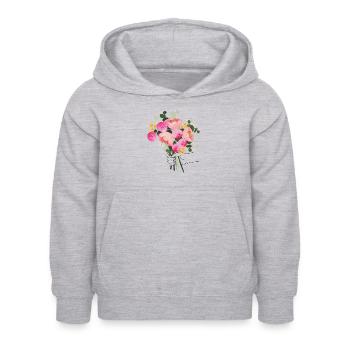 Bouquet dans la main - Sweat à capuche Enfant - gris clair chiné - Devant - AI Model Kid Female (0cm)