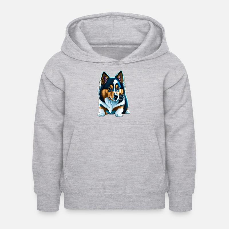 Couché Shetland Sheepdog Corgi Chiot - Sweat à capuche Enfant - gris clair chiné