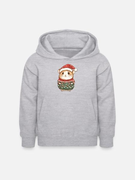 Hamster Weihnachten - Kinder Hoodie - Hellgrau meliert