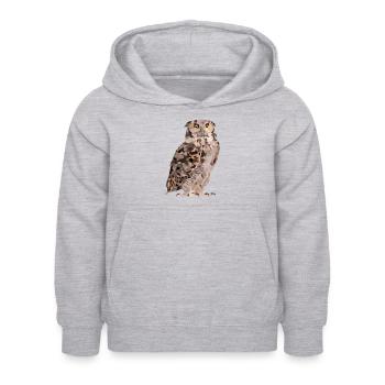 Eule im Polygon Design - Kinder Hoodie - Hellgrau meliert - Vorne - AI Model Kid Female (0cm)