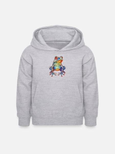 Frosch - Kinder Hoodie - Hellgrau meliert